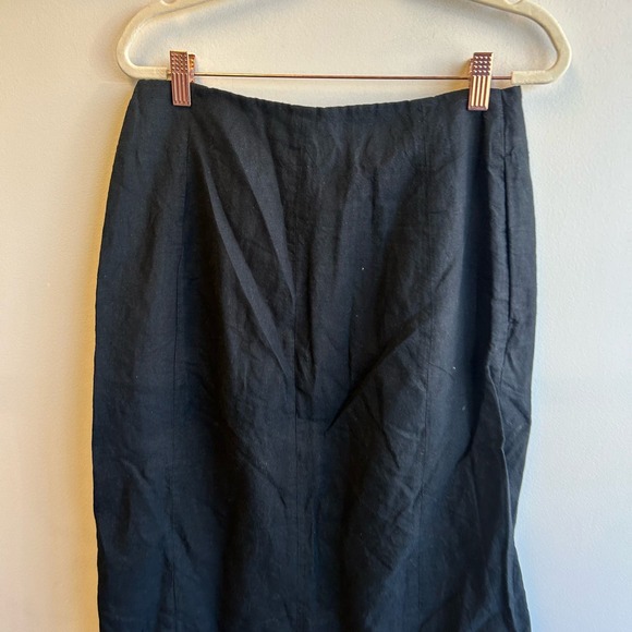 Madewell Black Button Front Wrap Midi Dress Women's NWT Size 4 Linen High Rise - Picture 7 of 7